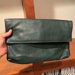 Green leather clutch